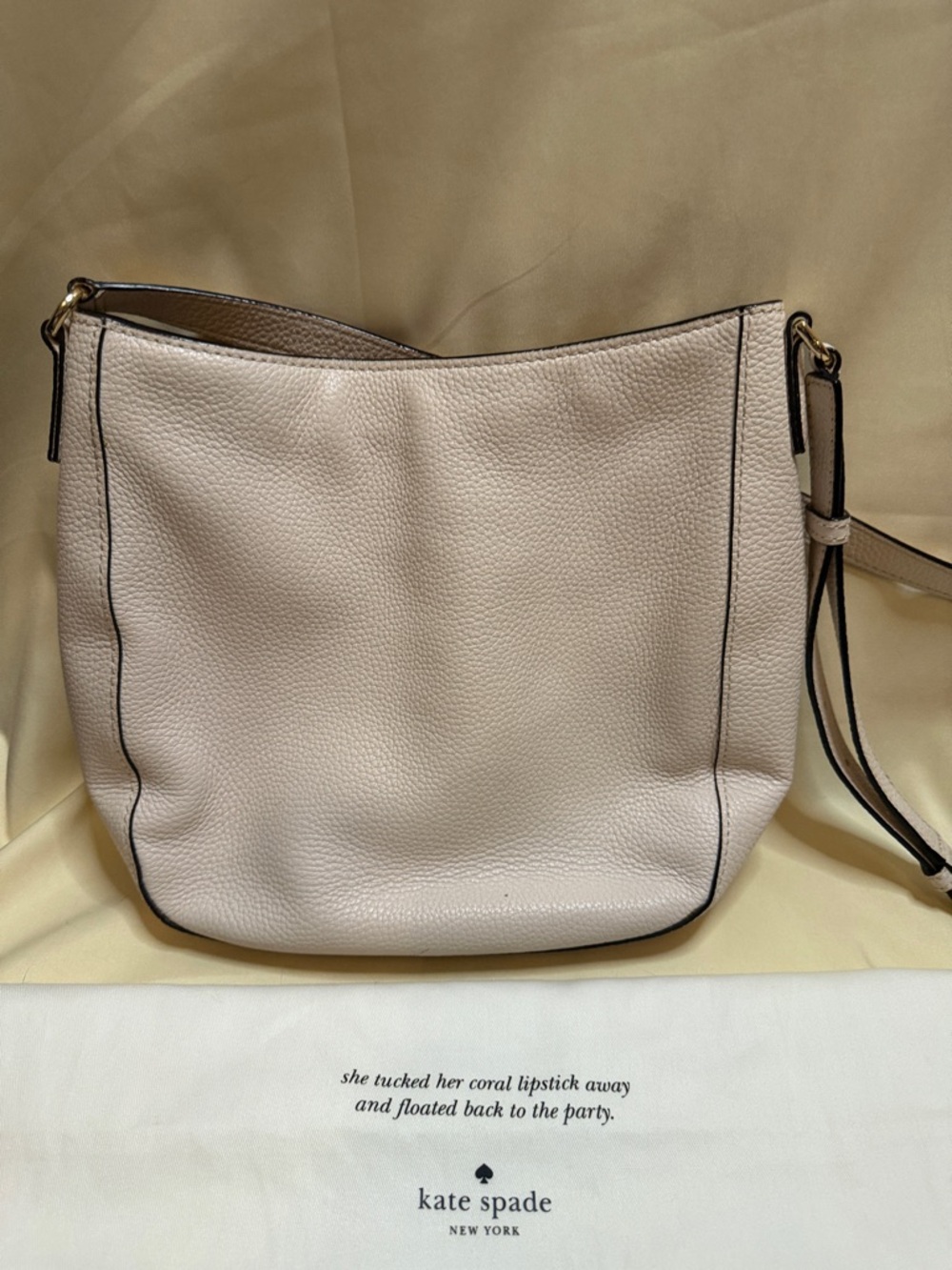 kate spade Pebbled Leather Crossbody in Blush Pink with Gold Hardware - Picture 5 of 9